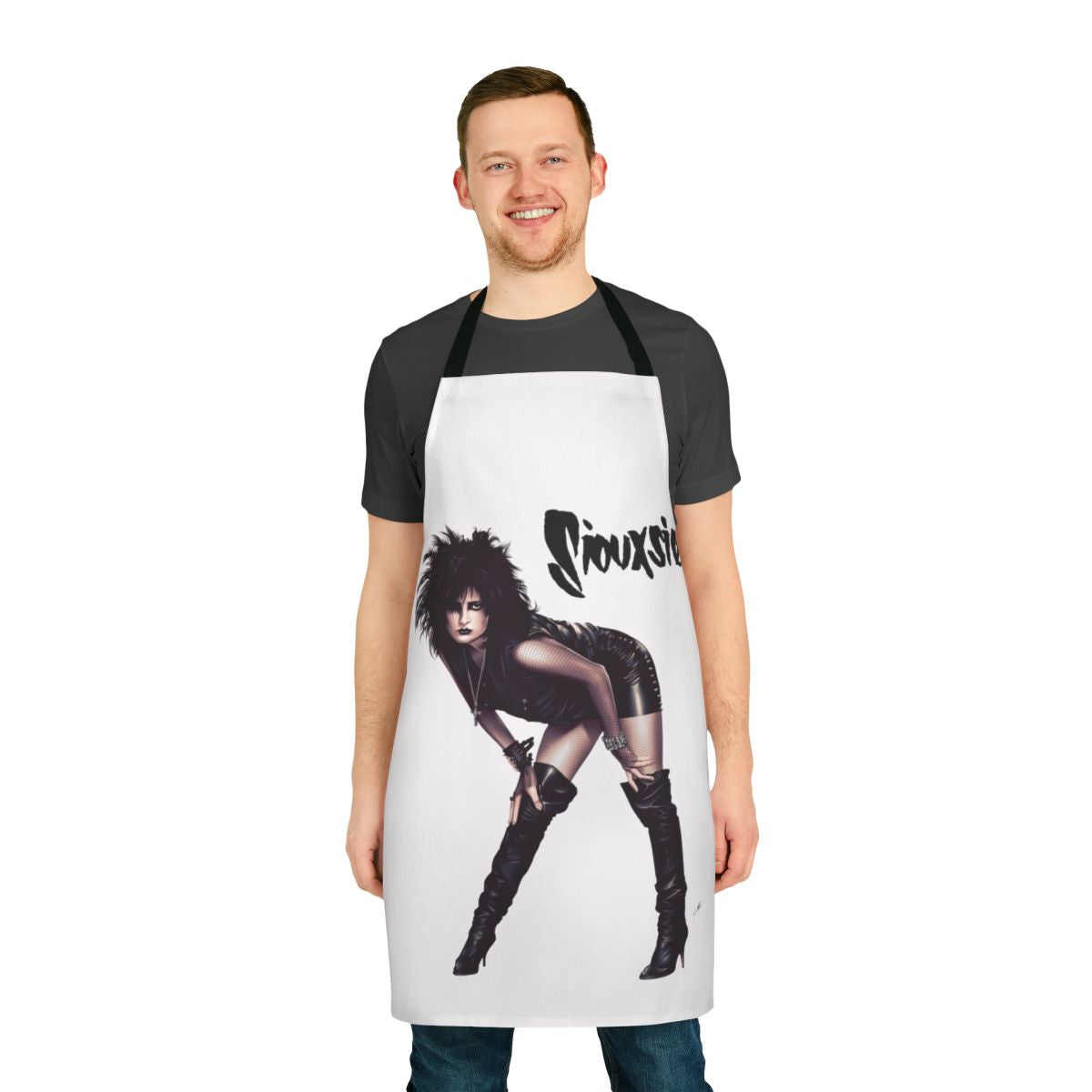 Siouxsie Sioux-inspired gothic apron with a retro 80s style