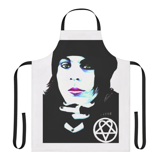 Portrait apron featuring the image of goth metal band singer Him Ville Valo