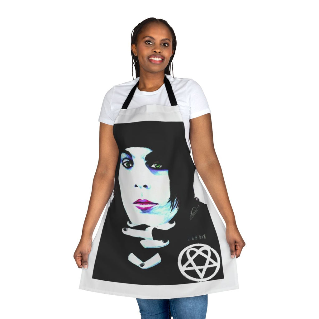 Portrait apron featuring the image of goth metal band singer Him Ville Valo