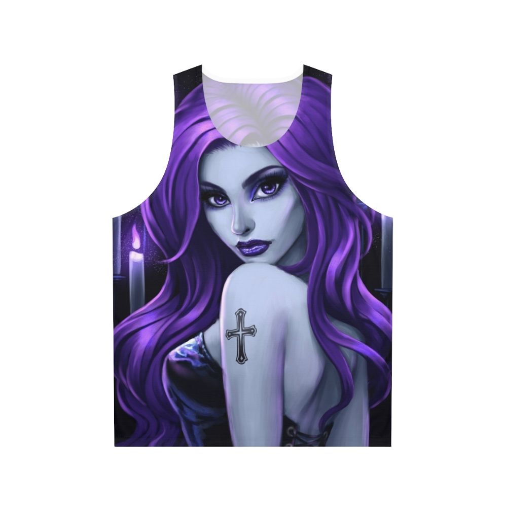 Goth-inspired purple unisex tank top