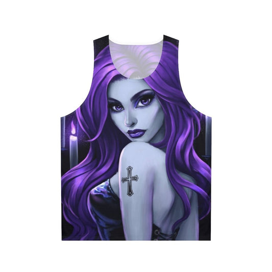 Goth-inspired purple unisex tank top