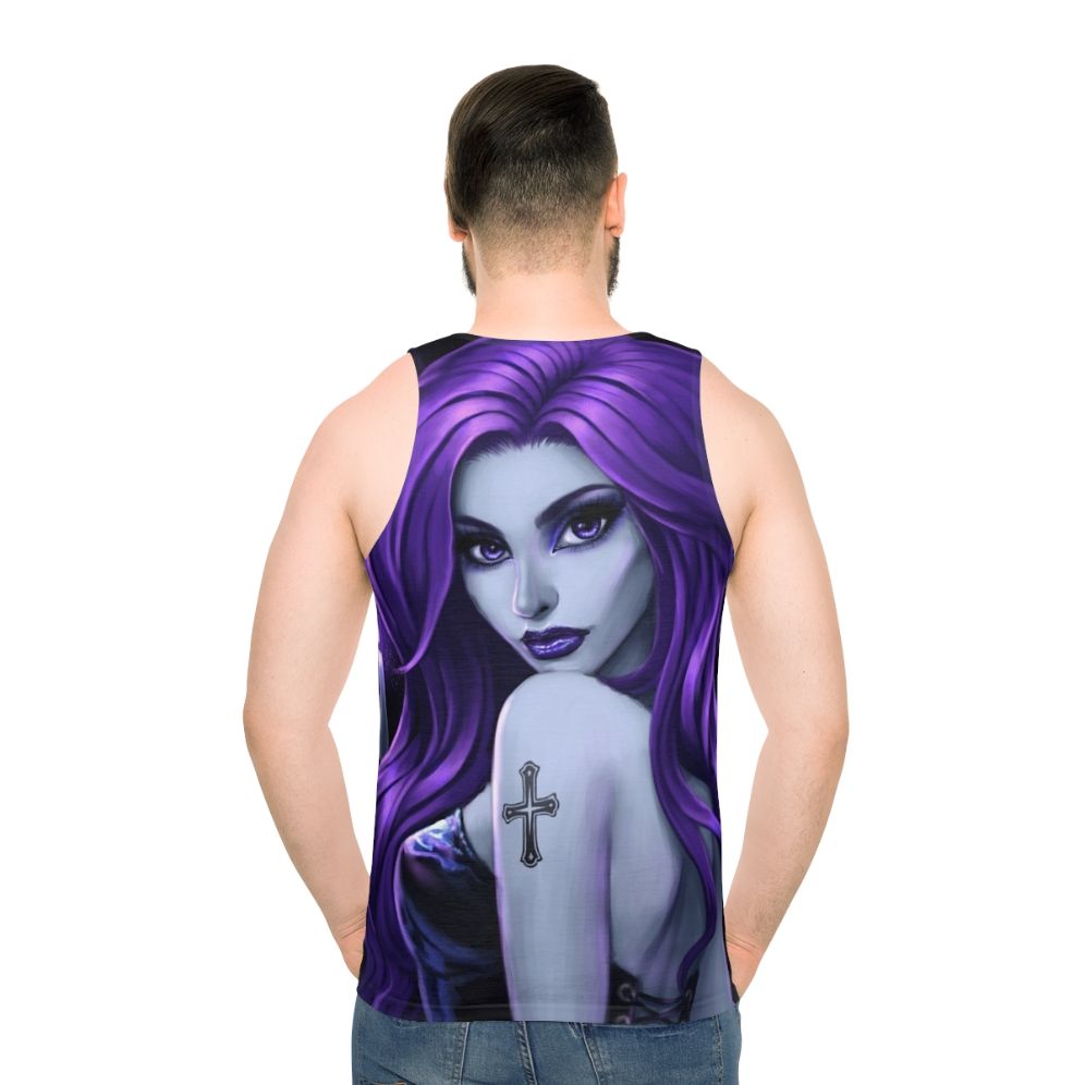 Goth-inspired purple unisex tank top