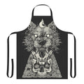 Black apron with bold wolf and skull graphic design