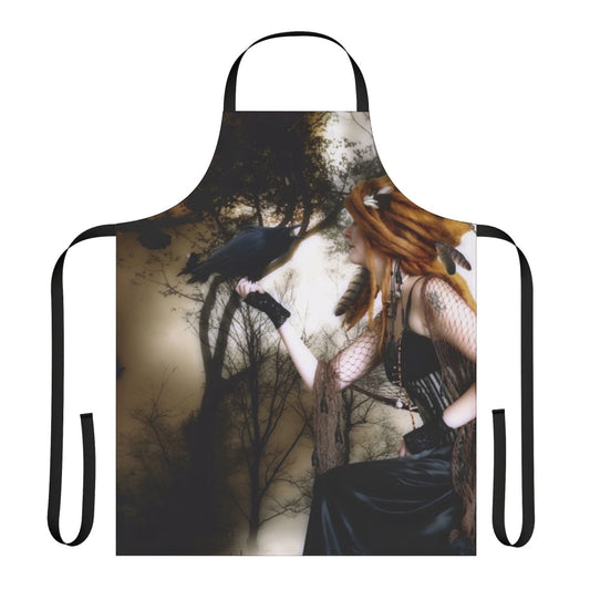 Black bird apron with raven feather and Poe inspired "Nevermore" design