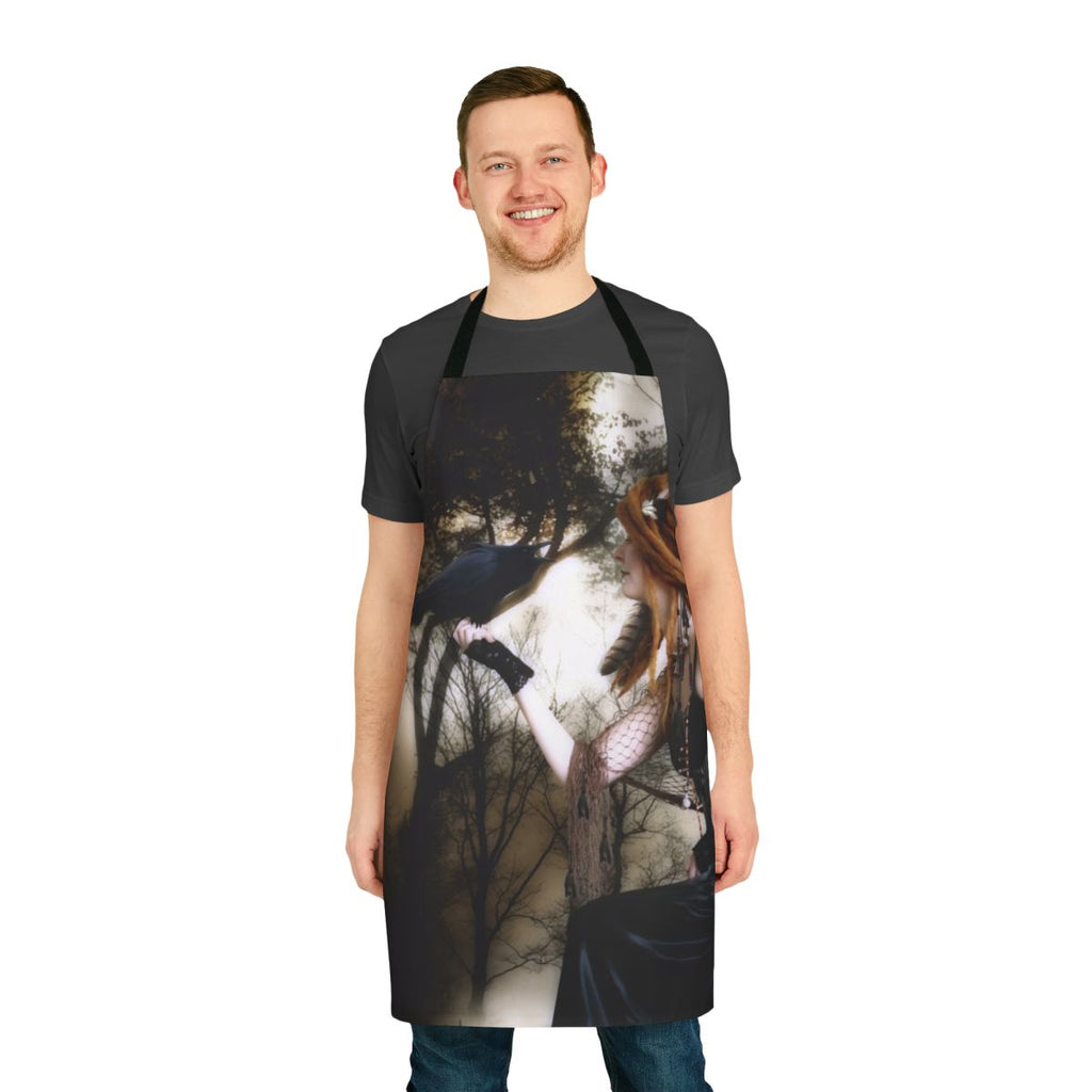 Black bird apron with raven feather and Poe inspired "Nevermore" design