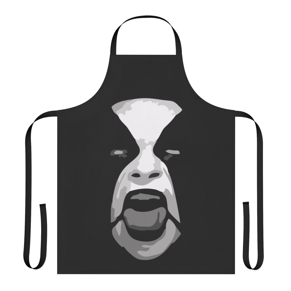 Black metal inspired apron with Abbath-style corpse paint design