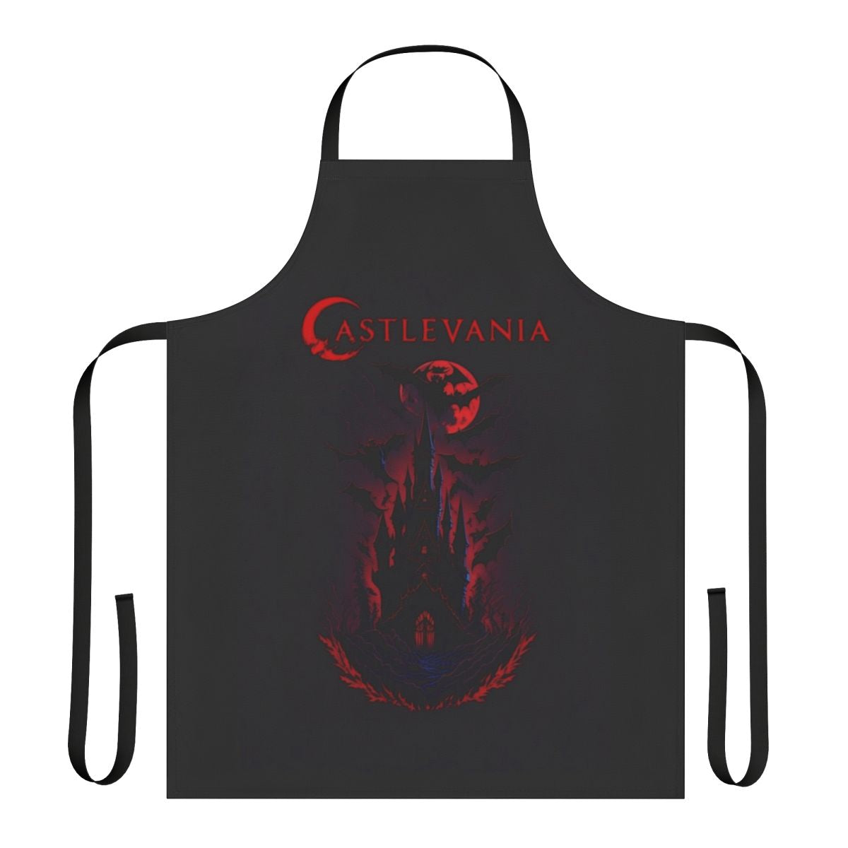 Castlevania-inspired apron with a gothic castle design
