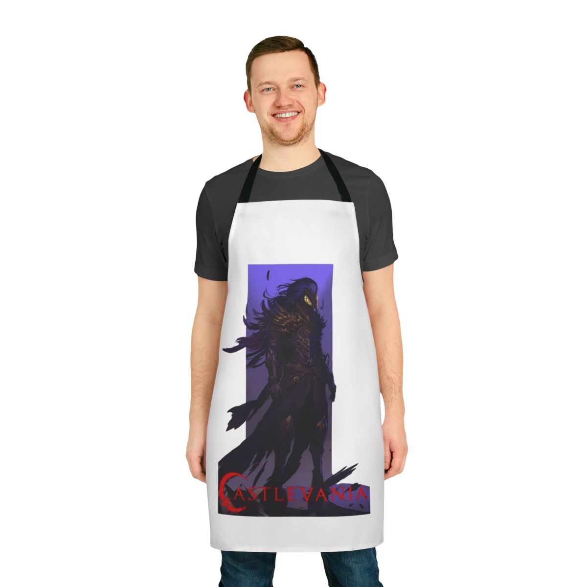 A detailed, high-quality apron inspired by the Castlevania series, featuring the iconic Striga armor design.