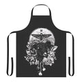 Gothic goth apron with dark occult moth and floral designs