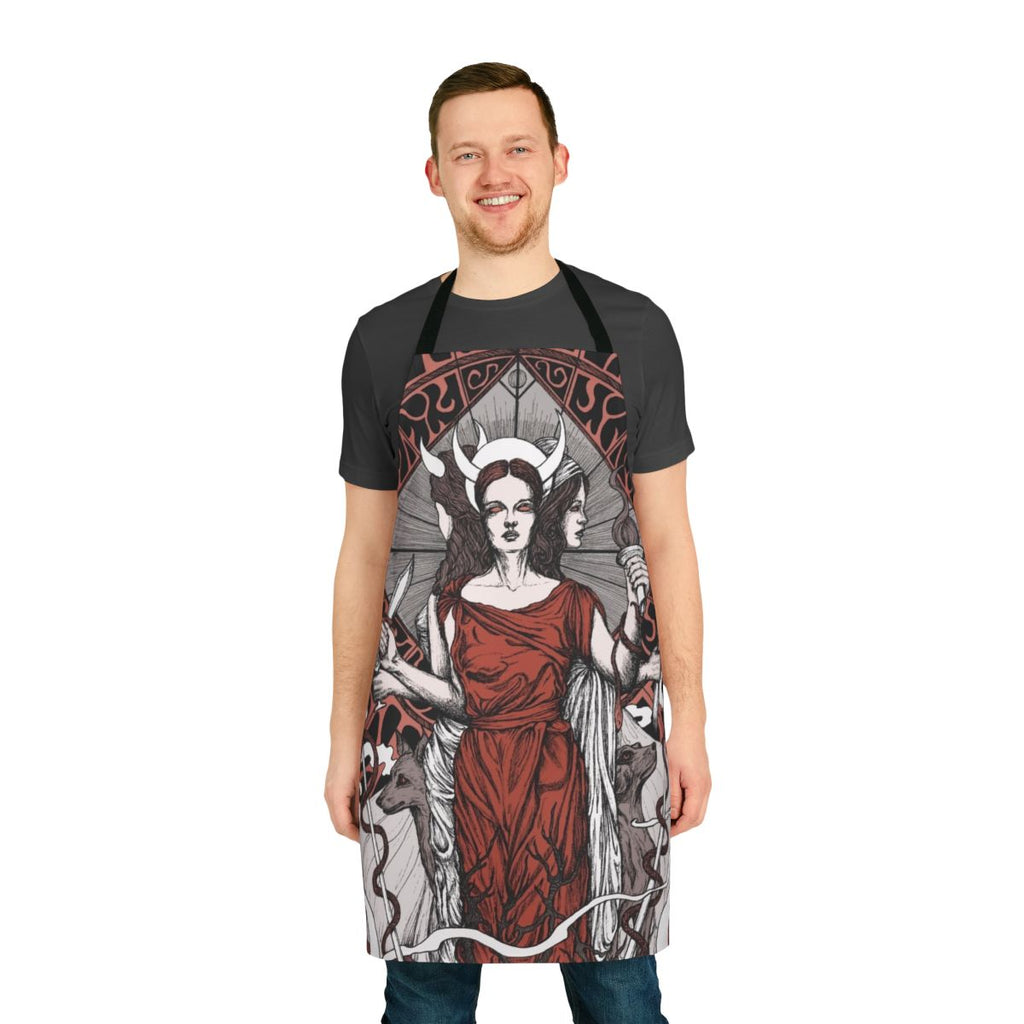 Gothic-style apron featuring imagery of the moon goddess Hecate