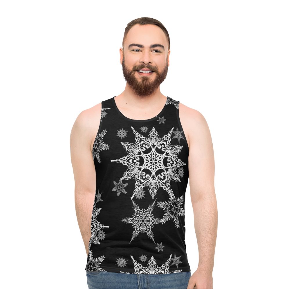 Gothic skull and snowflakes unisex holiday tank top