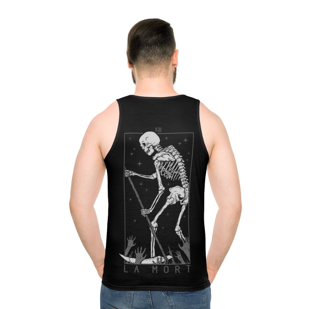 Gothic unisex tank top with La Mort tarot death occult design