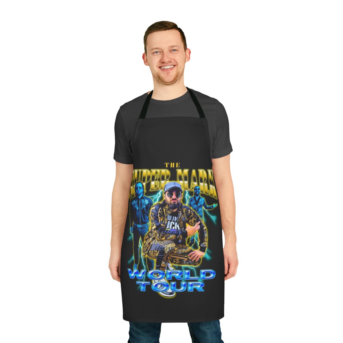 Stylish world tour-themed apron for the adventurous chef