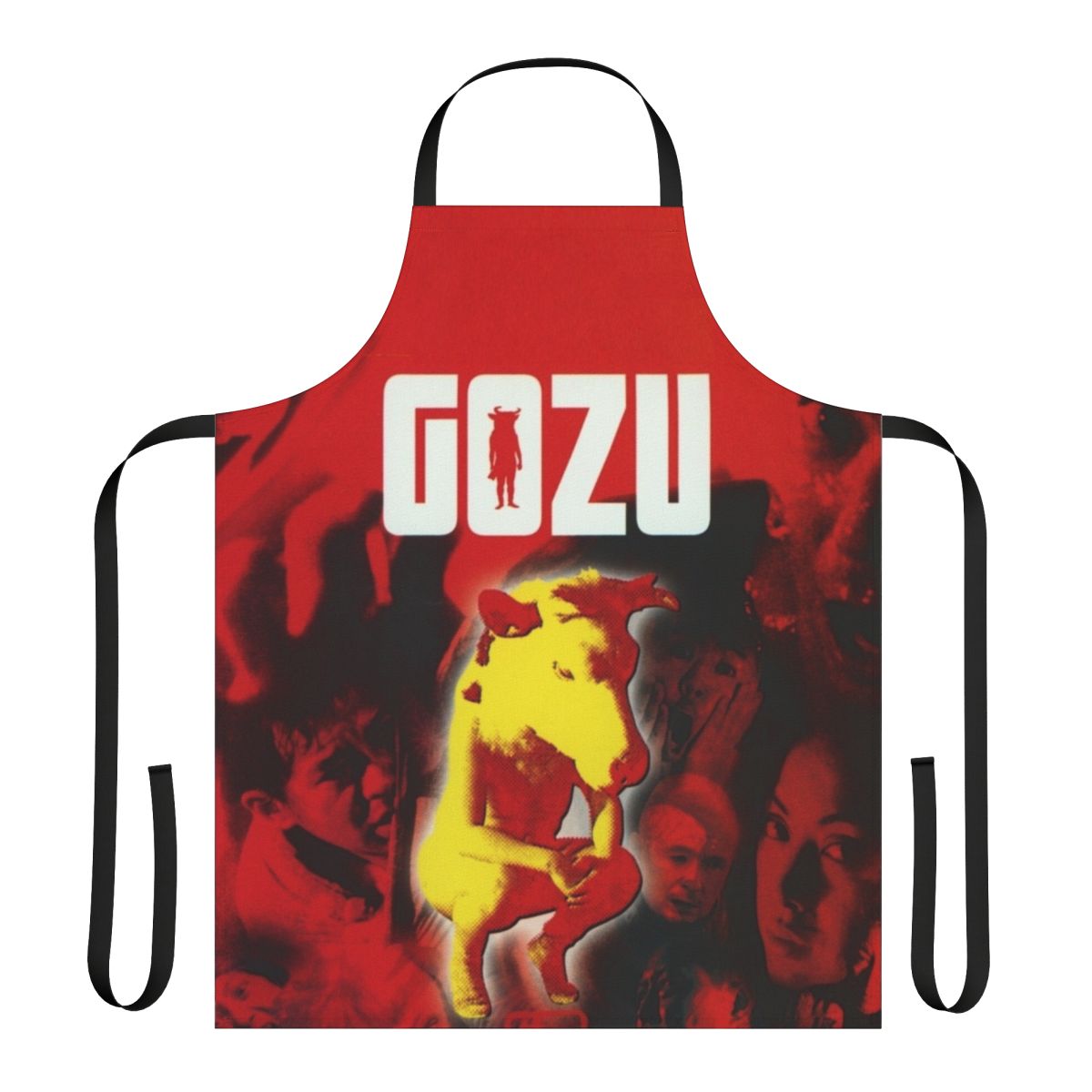 Gozu-inspired horror movie apron featuring the iconic imagery from the cult classic Japanese film