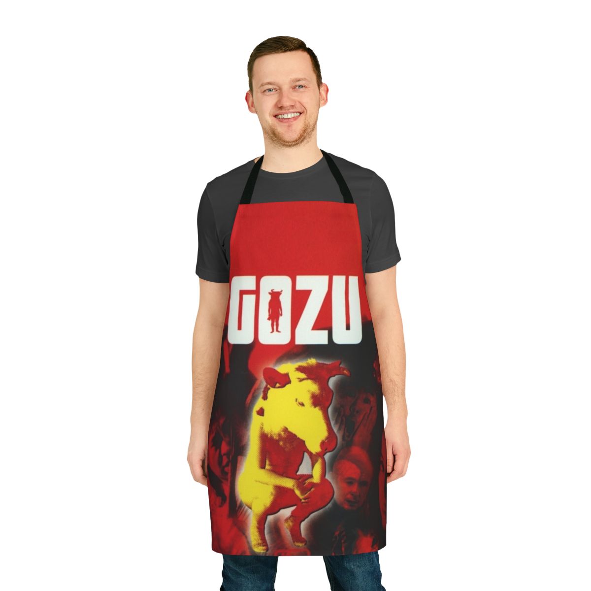 Gozu-inspired horror movie apron featuring the iconic imagery from the cult classic Japanese film