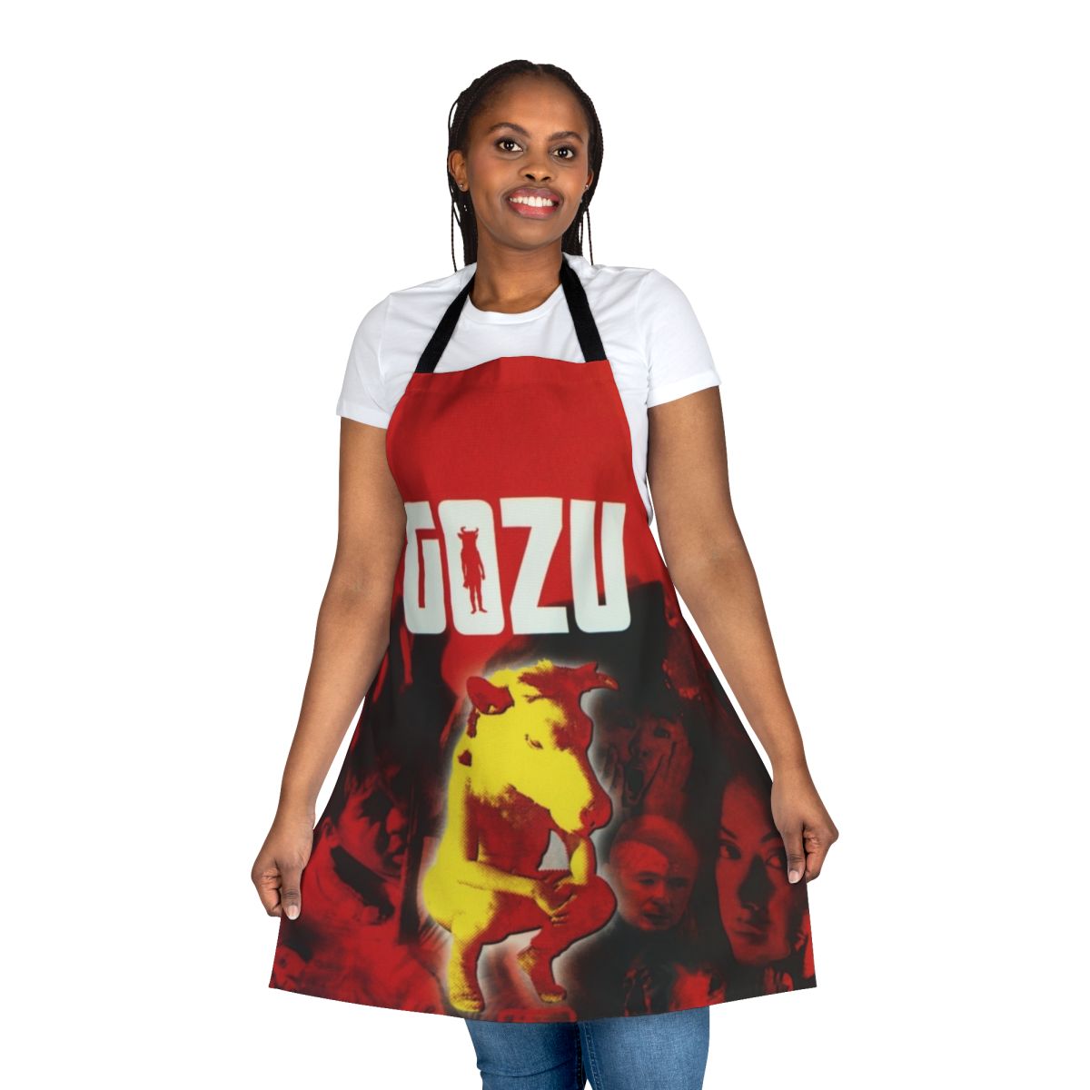 Gozu-inspired horror movie apron featuring the iconic imagery from the cult classic Japanese film
