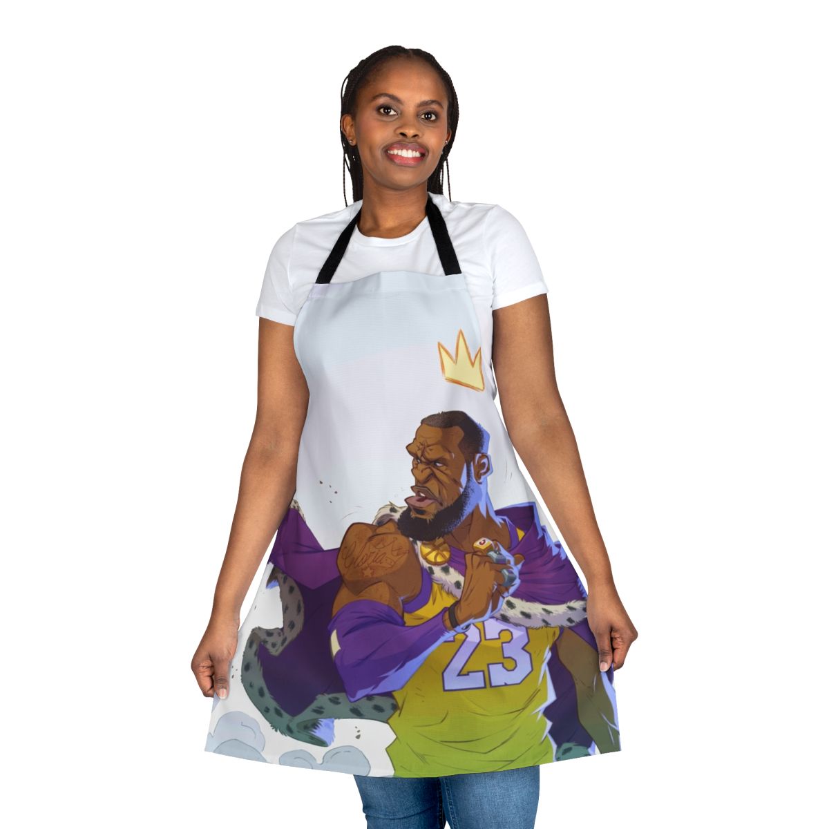 Graceful basketball-themed apron with sports character designs