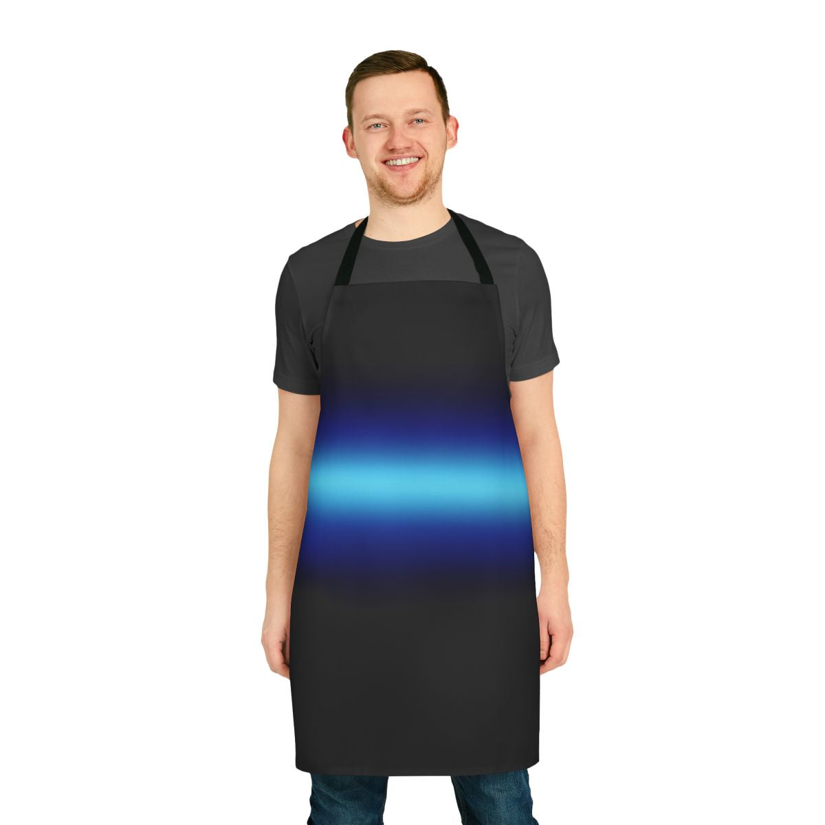 Gradient blue apron with Percy Jackson and the Olympians design for cosplay and fan wear