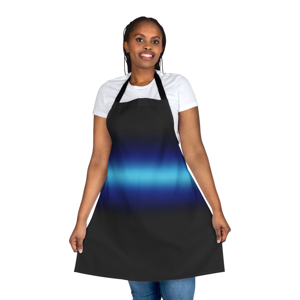Gradient blue apron with Percy Jackson and the Olympians design for cosplay and fan wear