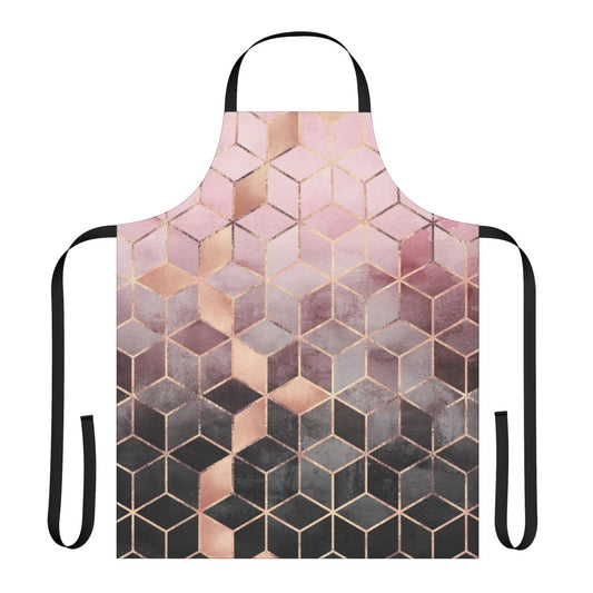 Pink and grey gradient cubes design on an apron