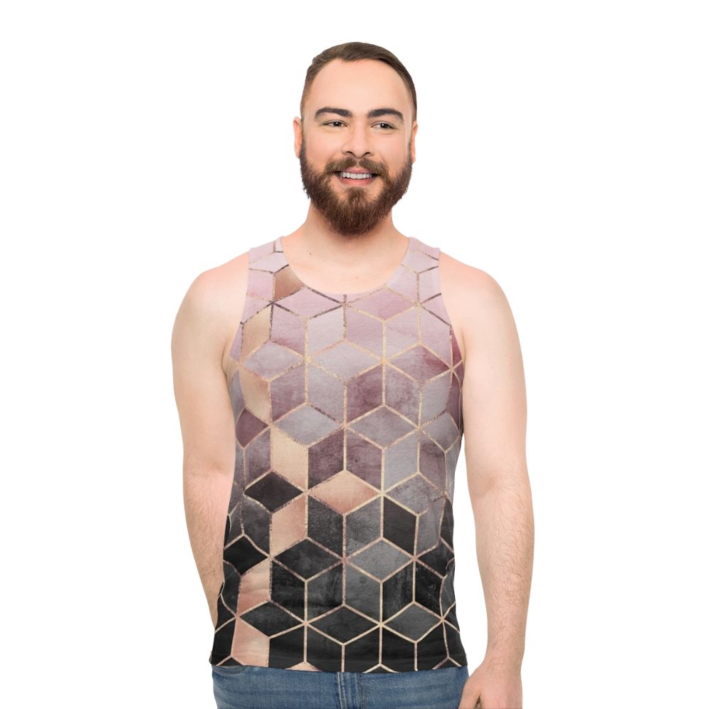 Gradient Cubes Unisex Tank Top with Abstract Geometric Pattern