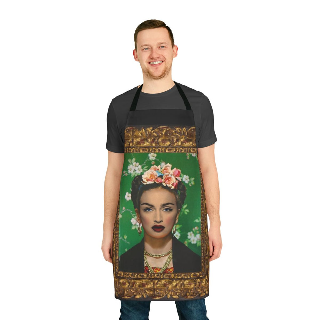 Graffiti heart pattern apron featuring a retro feminist icon design