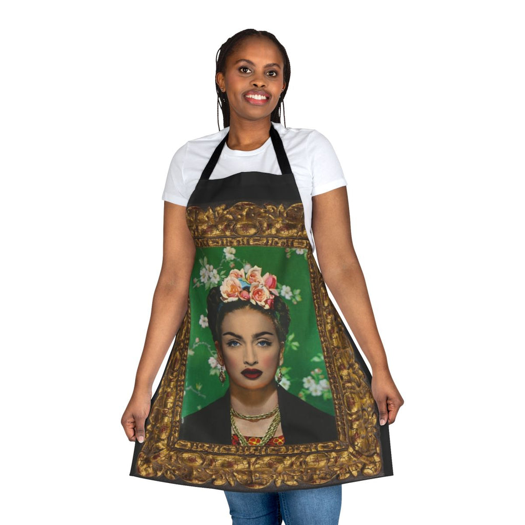 Graffiti heart pattern apron featuring a retro feminist icon design