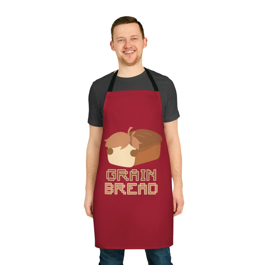 A high-quality apron featuring a grain bread design, inspired by the popular Hermitcraft YouTuber, Grian.