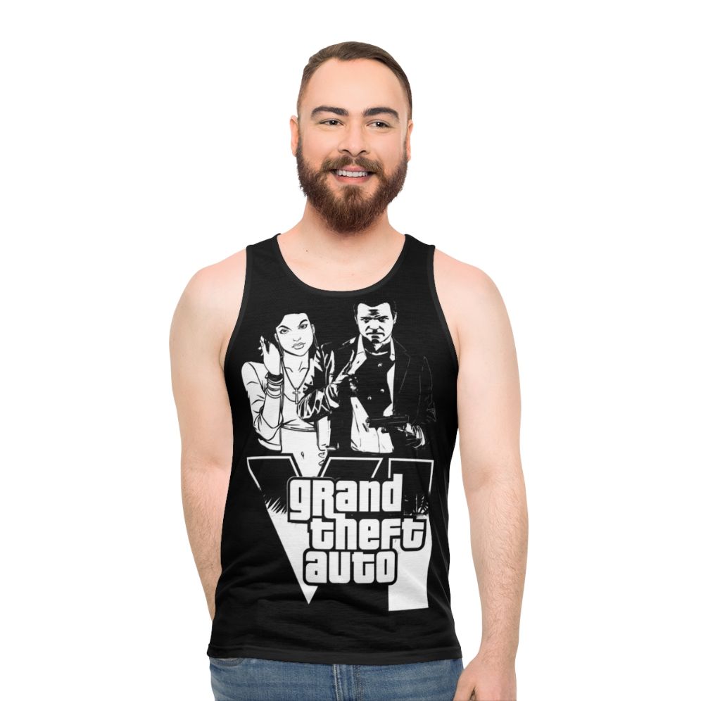 Grand Theft Auto gaming graphic tank top