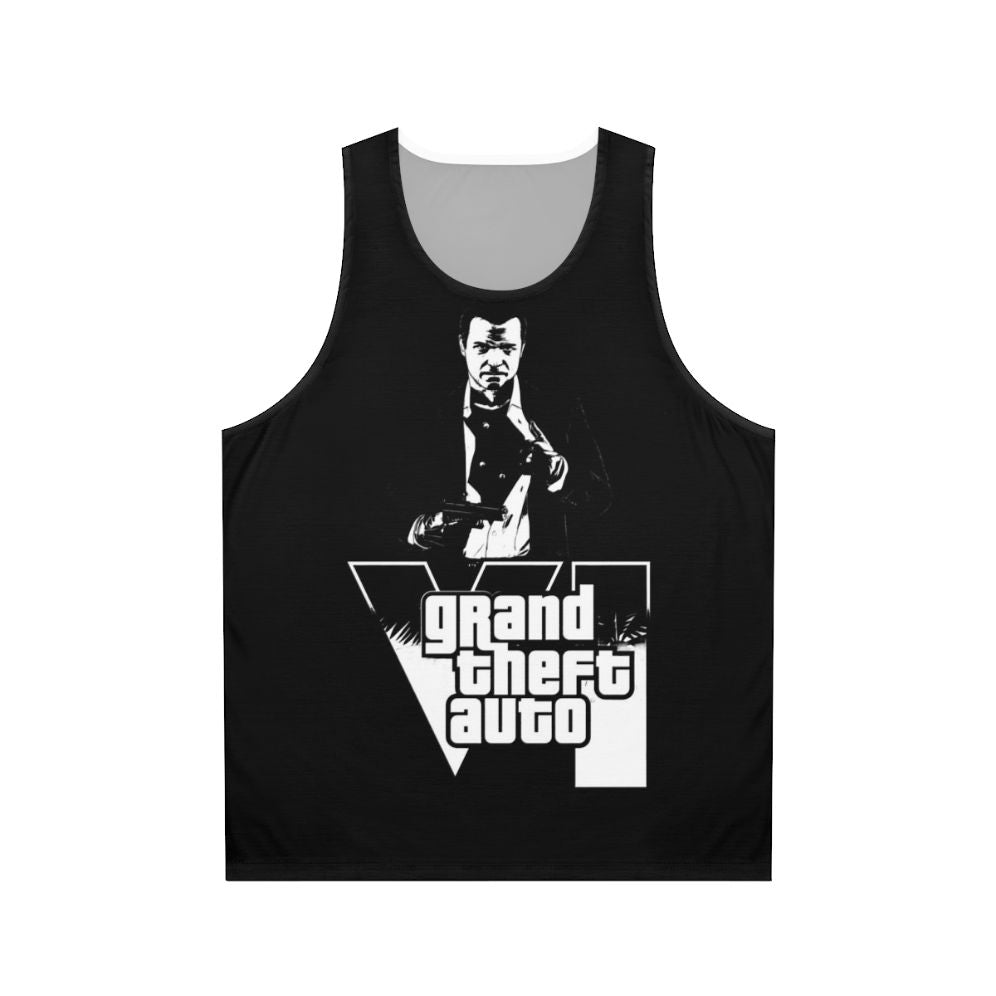 Grand Theft Auto inspired unisex tank top with retro gaming style