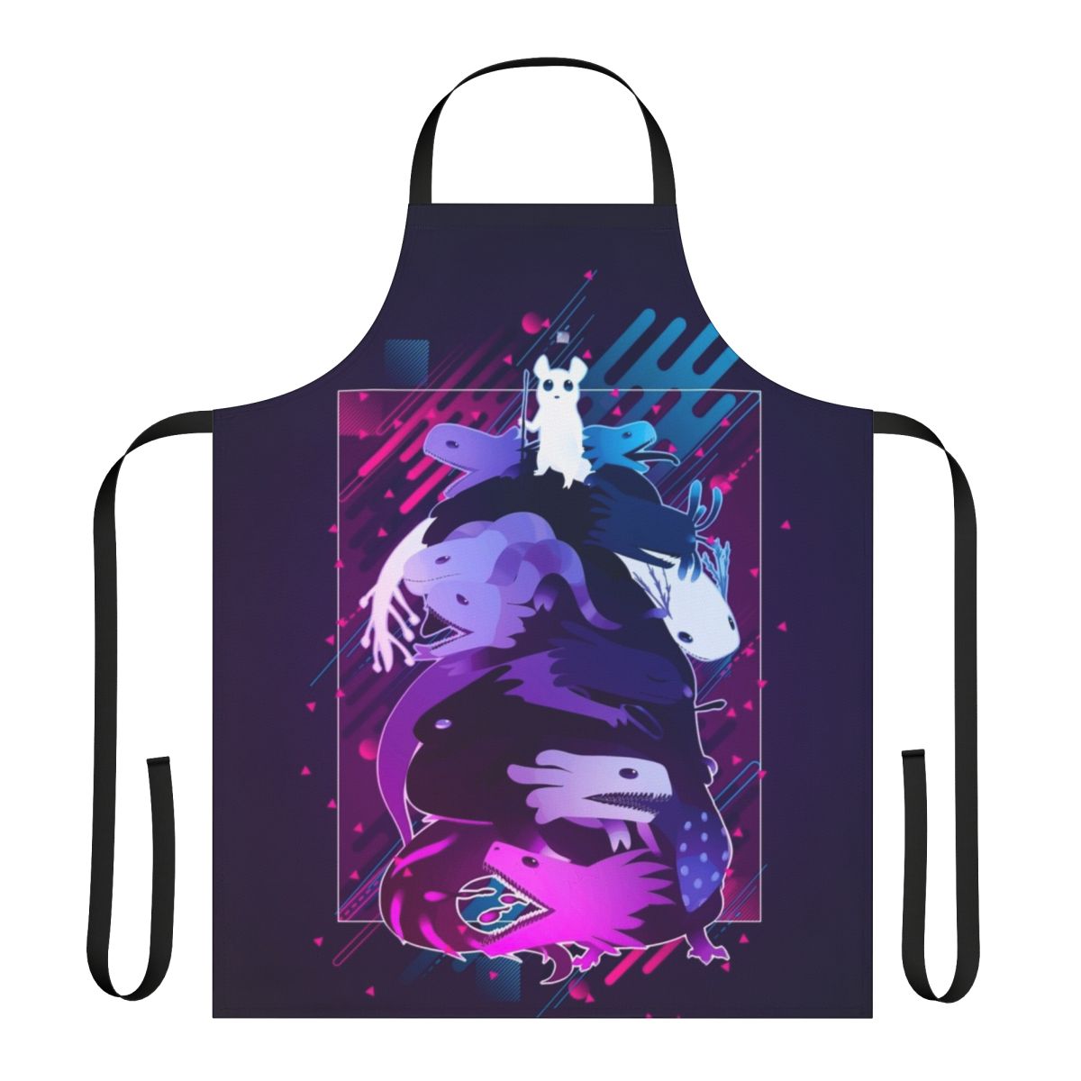 Artistic apron featuring a graphic design inspired by the indie video game Rain World