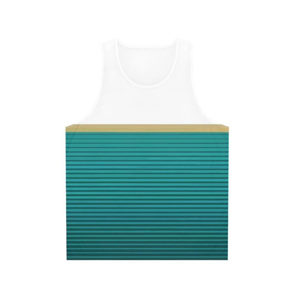 Graphic tank top with abstract design and cultural influences