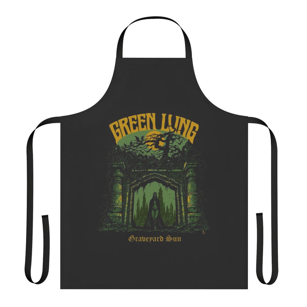 Graveyard sun-themed apron for heavy metal and doom metal enthusiasts