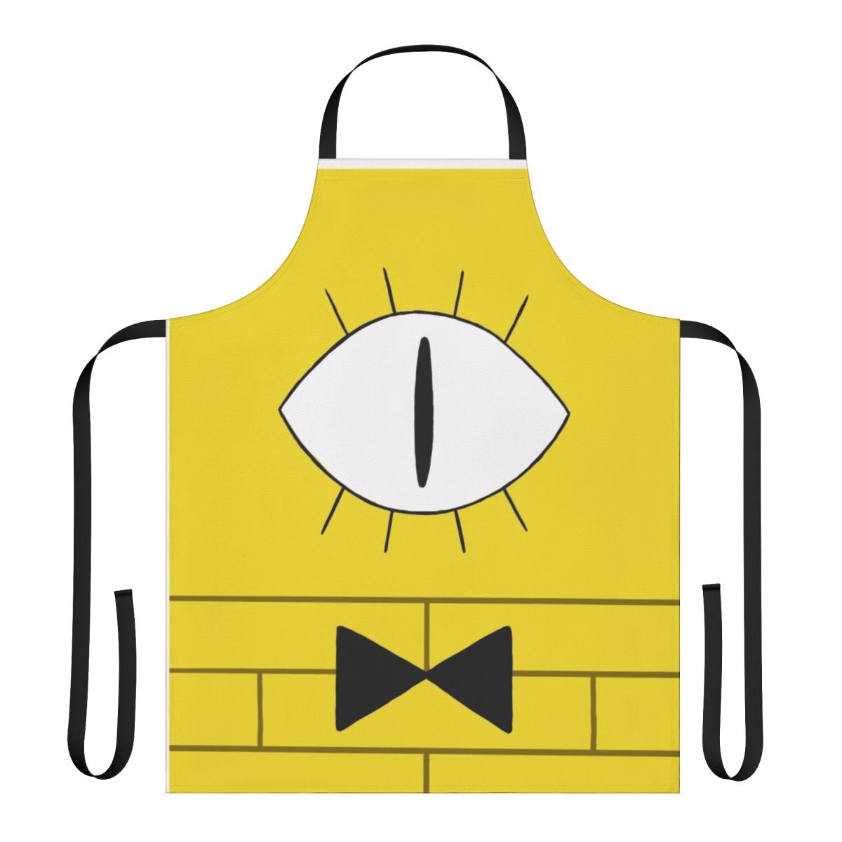 Yellow triangle-shaped Bill Cipher apron from the cartoon Gravity Falls