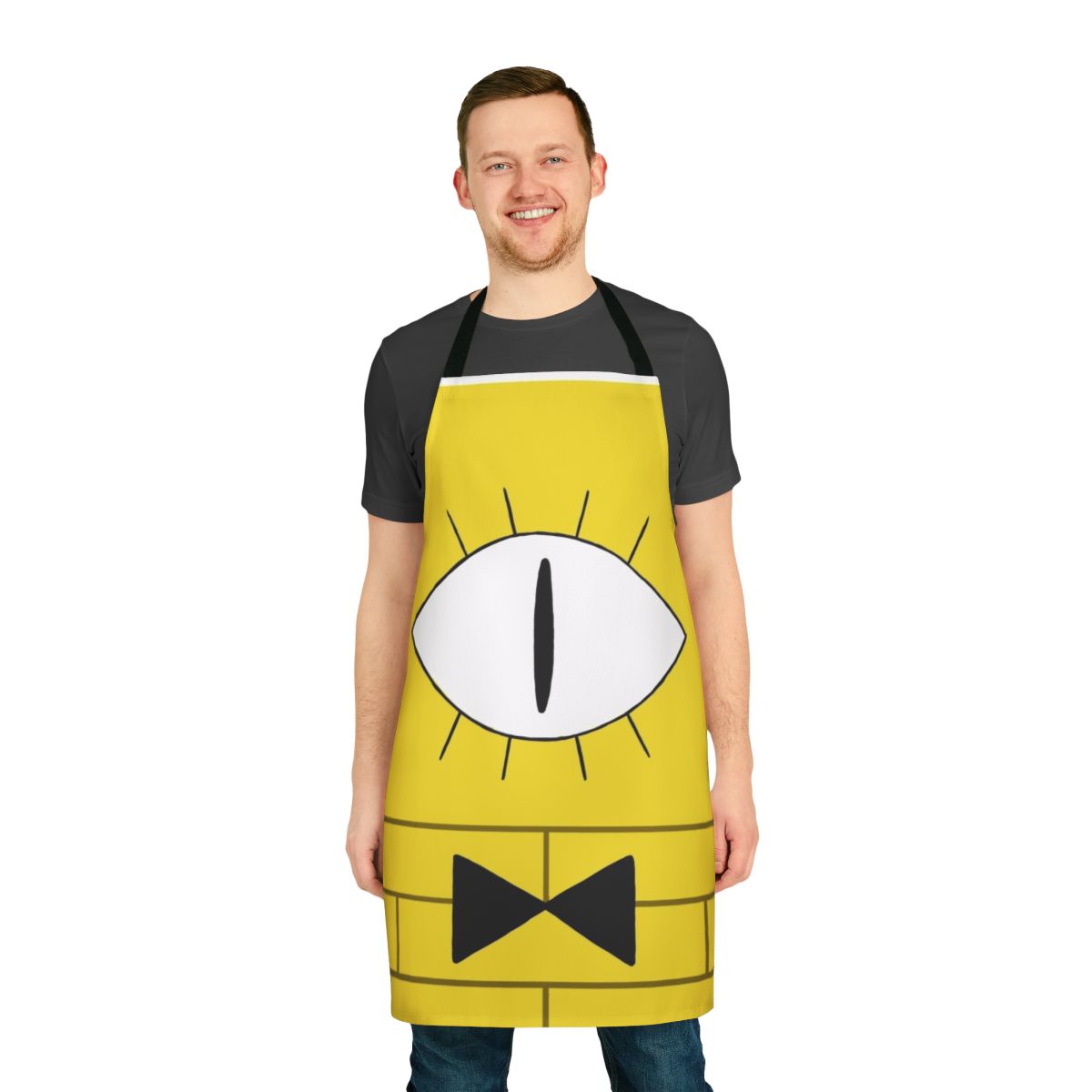 Yellow triangle-shaped Bill Cipher apron from the cartoon Gravity Falls