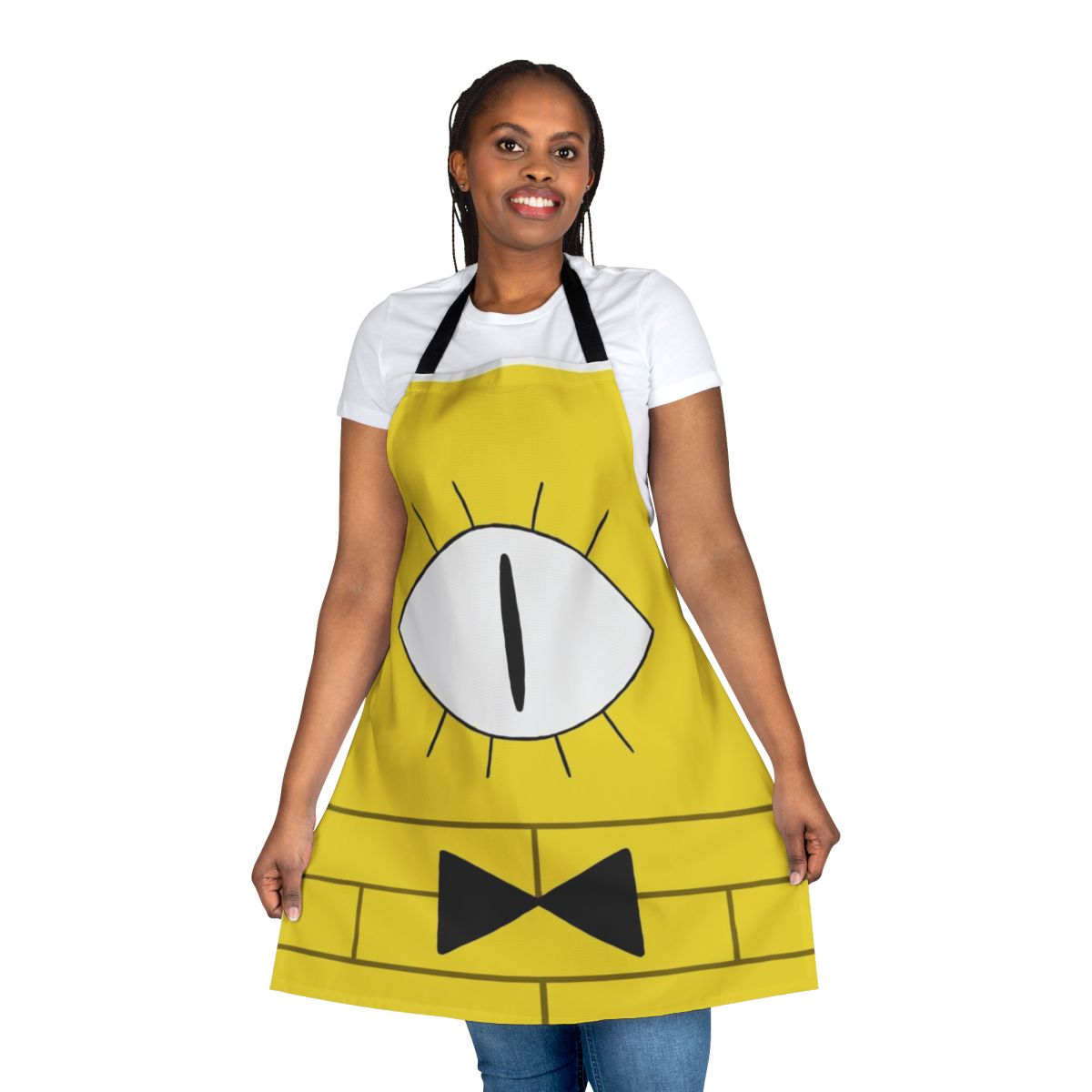 Yellow triangle-shaped Bill Cipher apron from the cartoon Gravity Falls