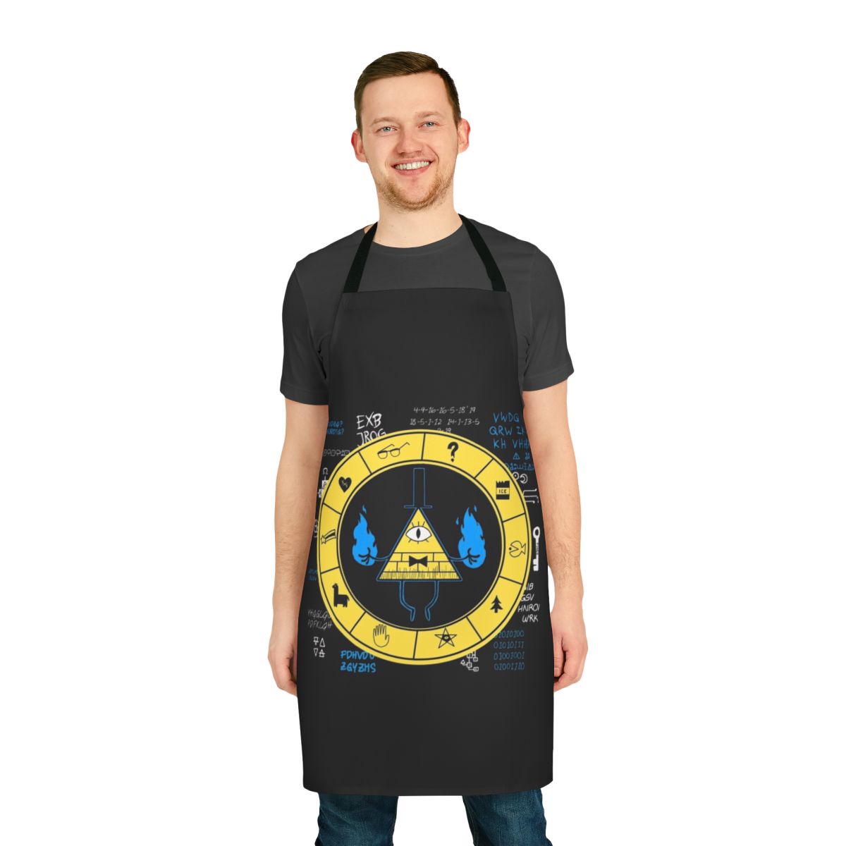 Apron featuring the Bill Cipher Zodiac symbols from the TV show Gravity Falls