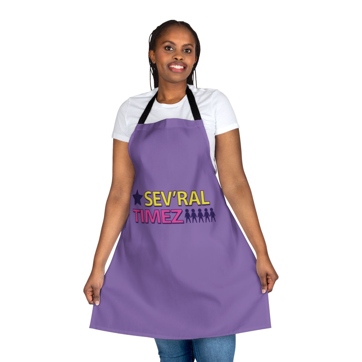 Gravity Falls-themed Sevral Timez band apron with characters Mabel, Grenda, and Candy Chiu