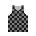 Gray and black checkered unisex tank top
