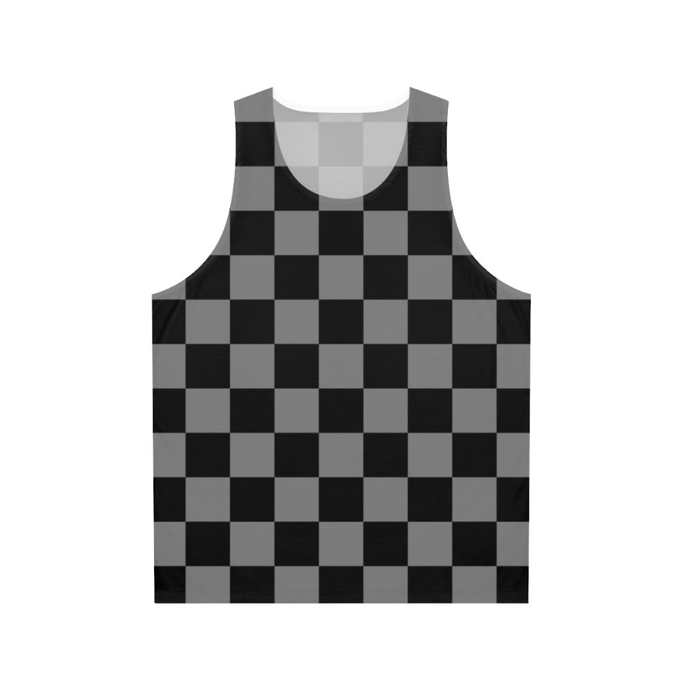 Gray and black checkered unisex tank top