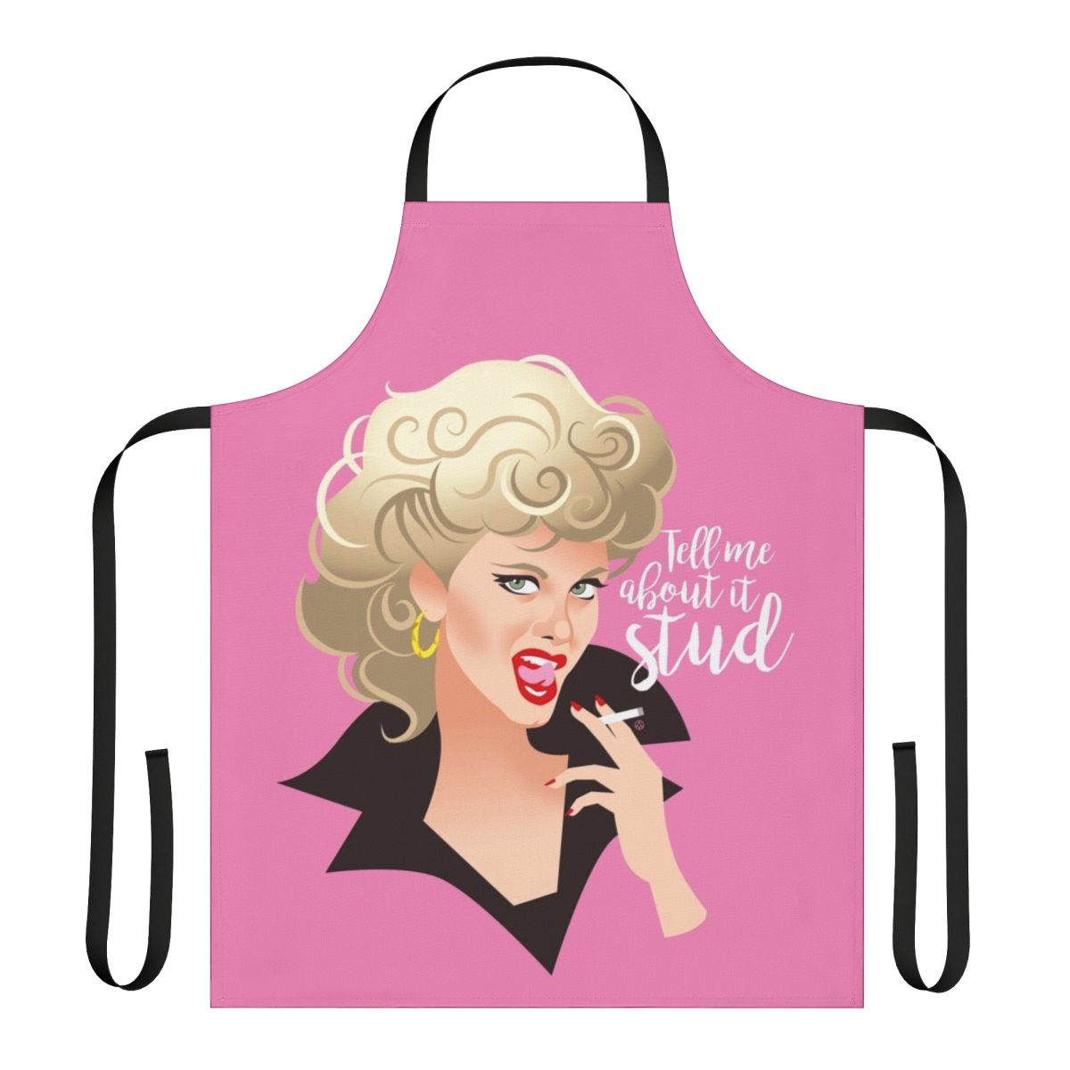 Grease-inspired studded apron with grease theme and icon design