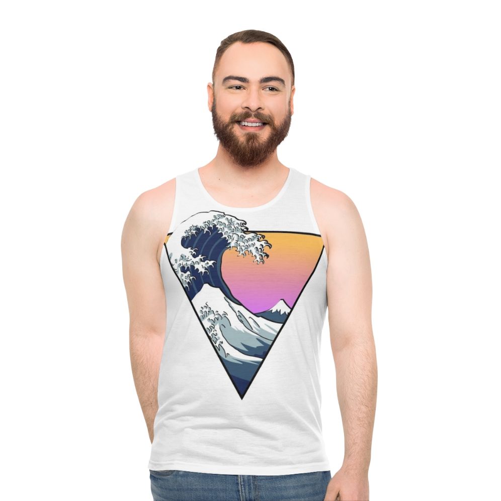 Unisex great wave pattern tank top