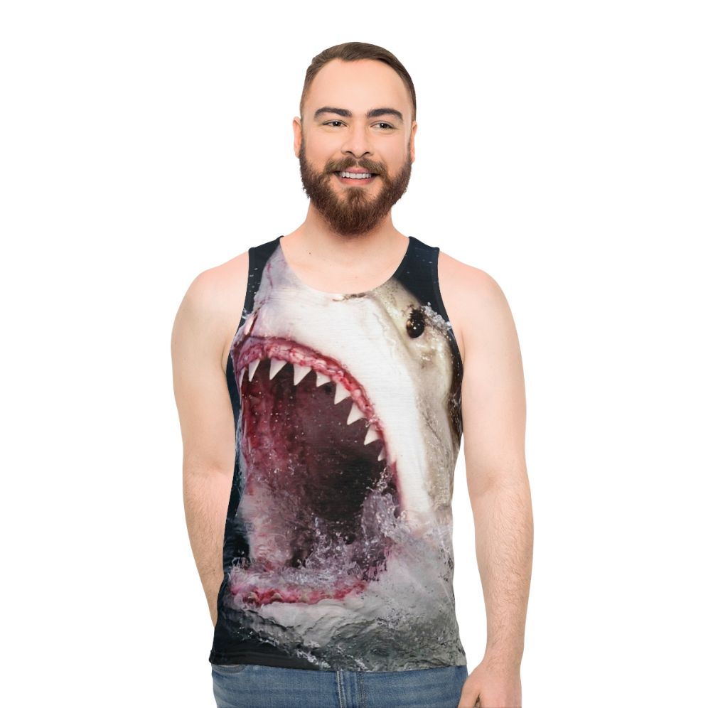 3D Great White Shark Bite Unisex Tank Top