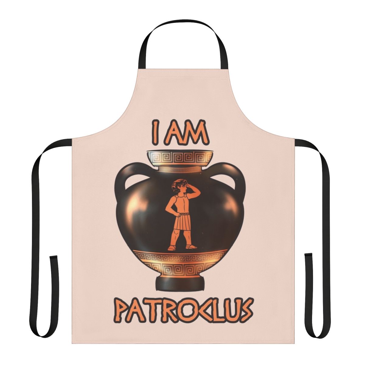 Greek mythology-themed apron featuring Achilles and Patroclus from The Iliad