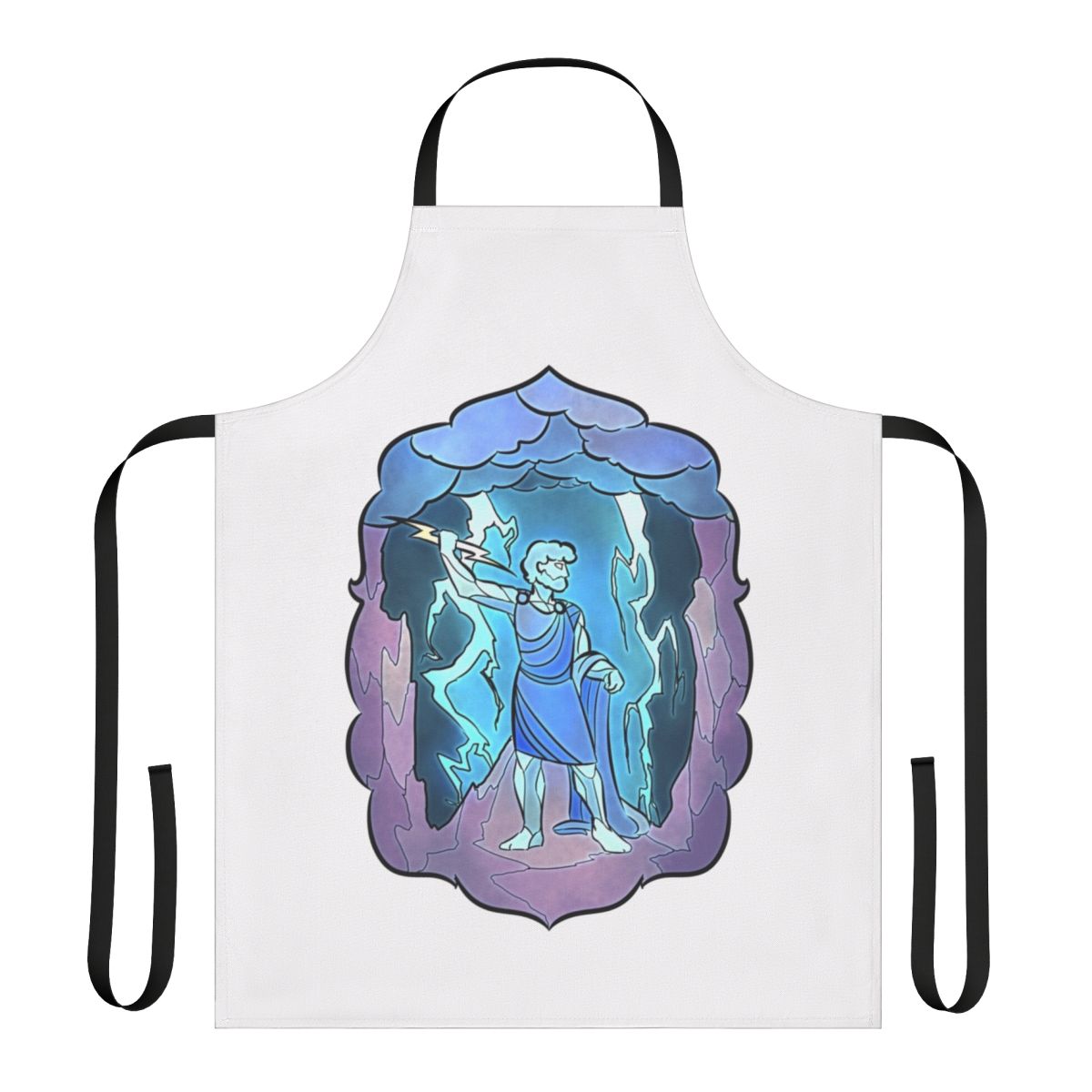 Stained glass design featuring the Greek god Zeus on a high-quality kitchen apron