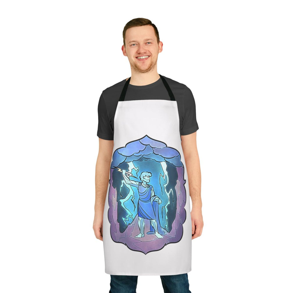 Stained glass design featuring the Greek god Zeus on a high-quality kitchen apron
