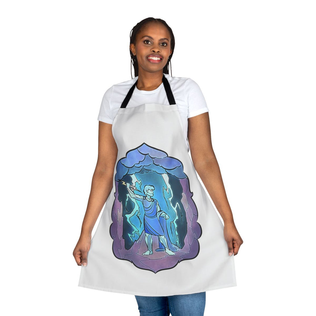 Stained glass design featuring the Greek god Zeus on a high-quality kitchen apron