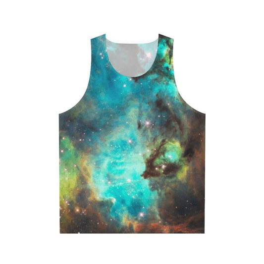 Green Galaxy Unisex Tank Top with Nebula and Tarantula Nebula Designs