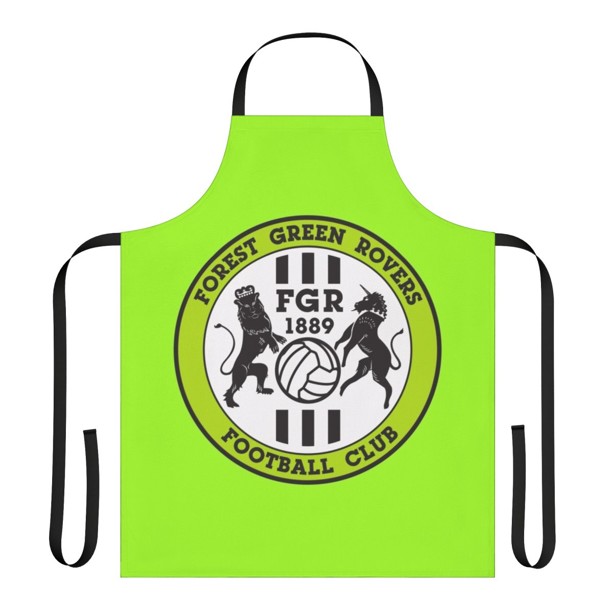 Forest Green Rovers FC inspired apron featuring the team's colors and logo