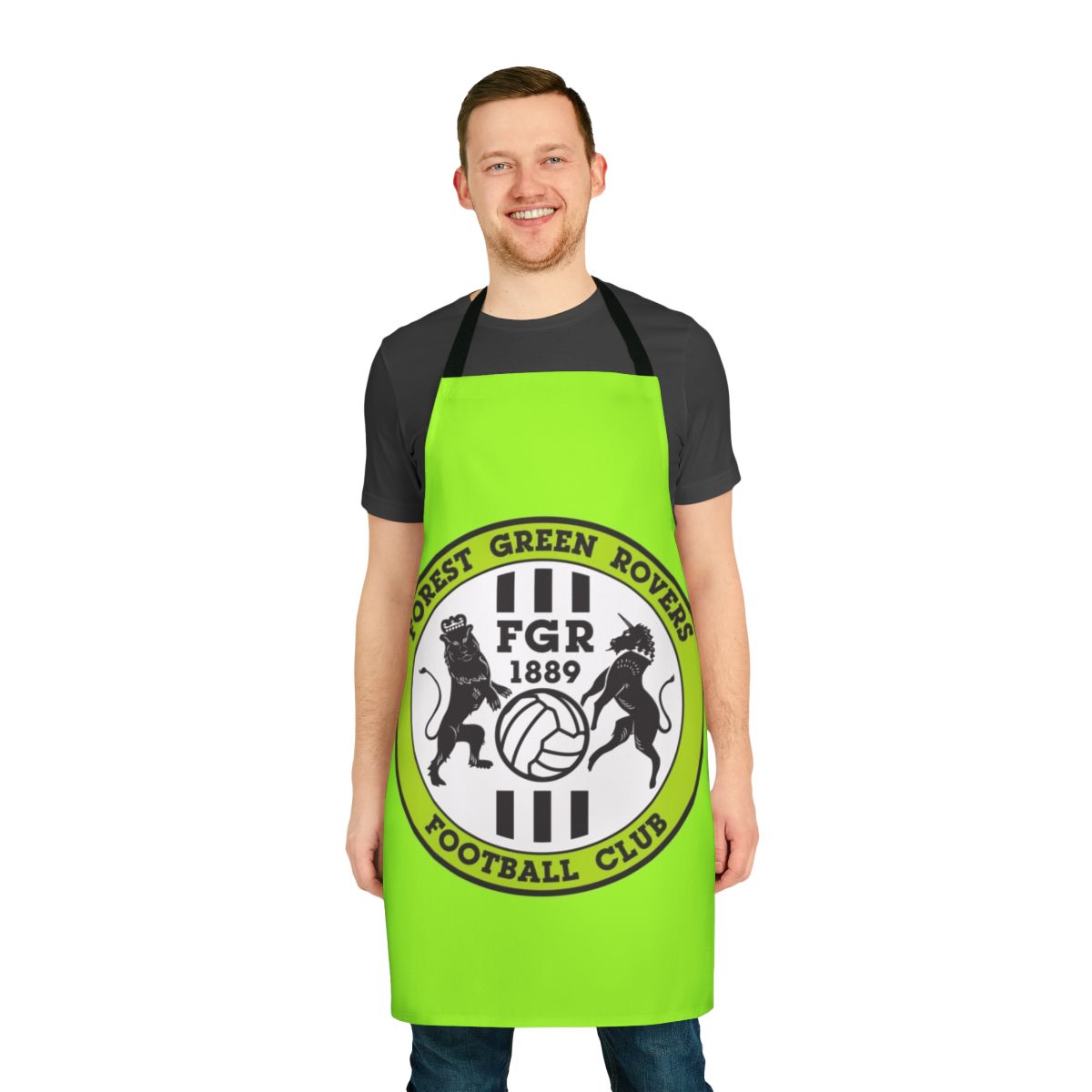 Forest Green Rovers FC inspired apron featuring the team's colors and logo